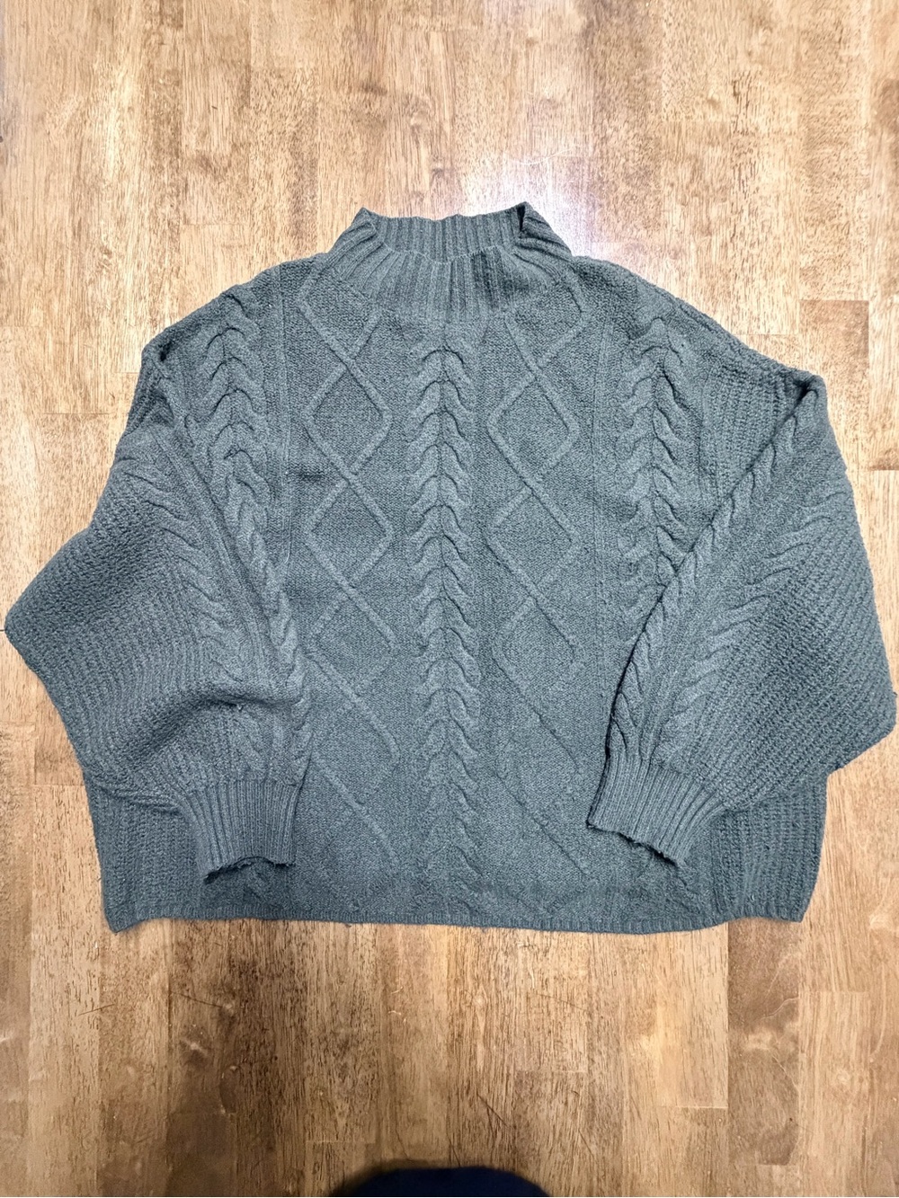 Old Navy Cable-Knit Turtleneck Sweater in olive green